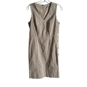 J. McLaughlin Paulson Dress Size 4 Gingham Check Sleeveless Button Accent